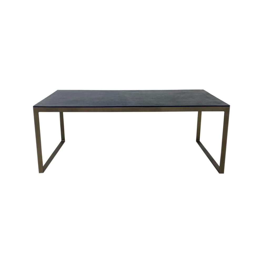 Aluminum Black Top Rectangular Coffee Table w/Brass Antique Stand. Picture 2