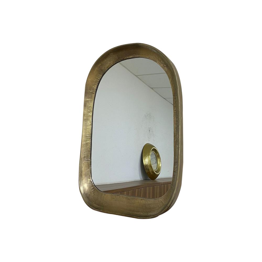 Curved Border Window Mirror Brass Antique Dia 22.50". Picture 2
