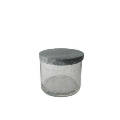 Glass Canister W/ Black Marble Lid 3”H - St - Black. Picture 1
