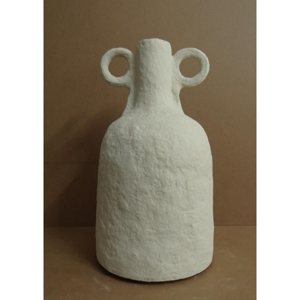 Paper Mache Vase Dia 22" Off-White. Picture 1