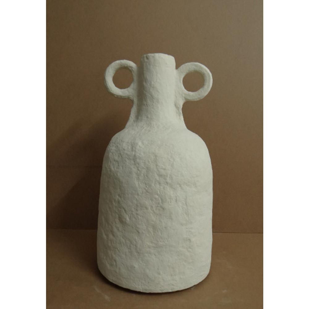 Paper Mache Vase Dia 22" Off-White. Picture 2