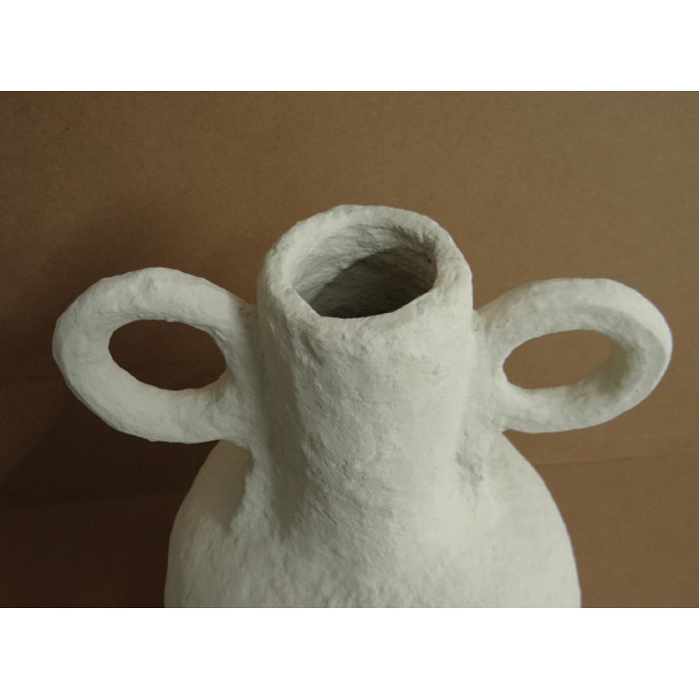 Paper Mache Vase Dia 22" Off-White. Picture 4