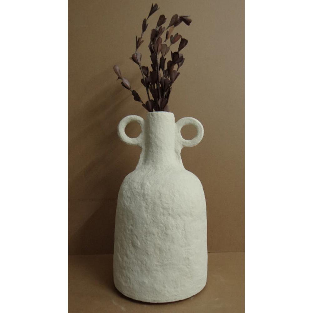 Paper Mache Vase Dia 22" Off-White. Picture 5