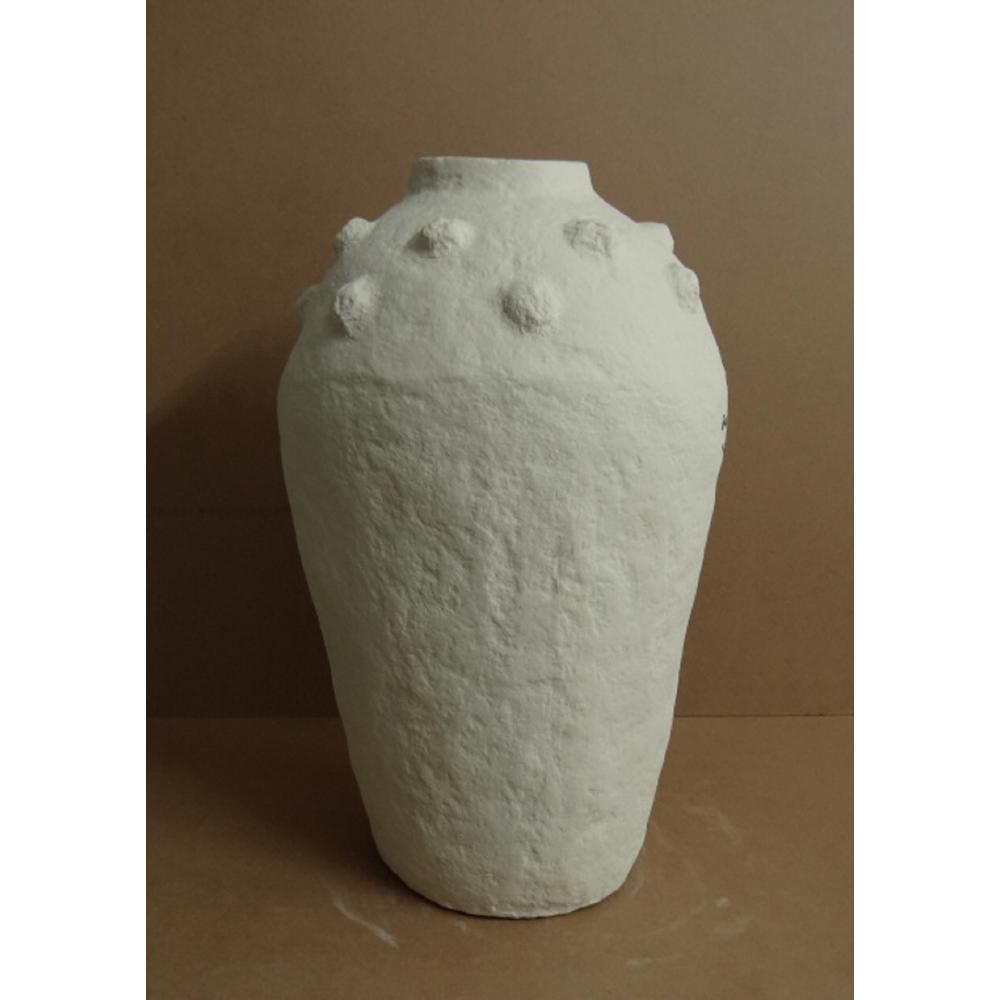 Paper Mache Vase Dia 22" Off-White. Picture 1