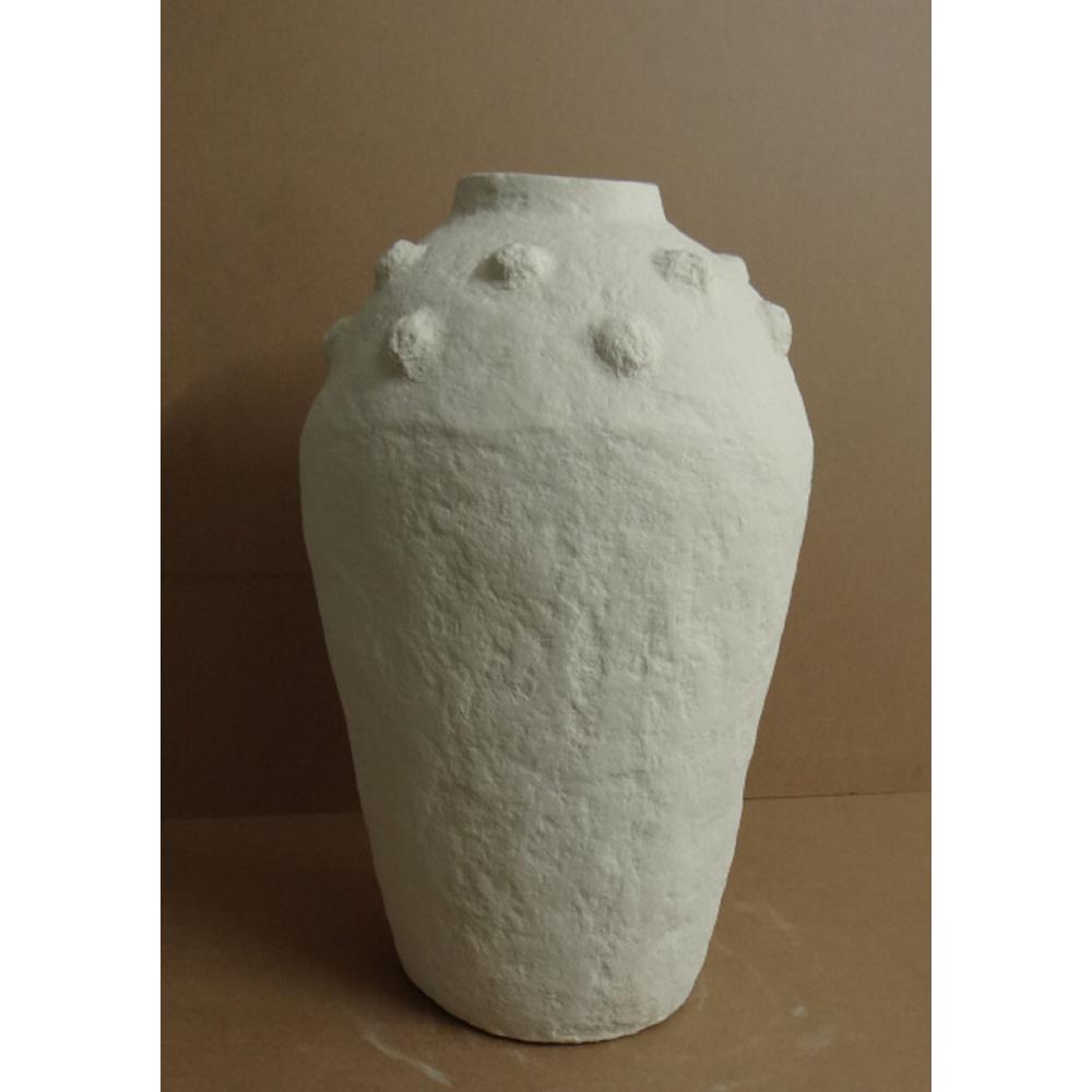 Paper Mache Vase Dia 22" Off-White. Picture 2