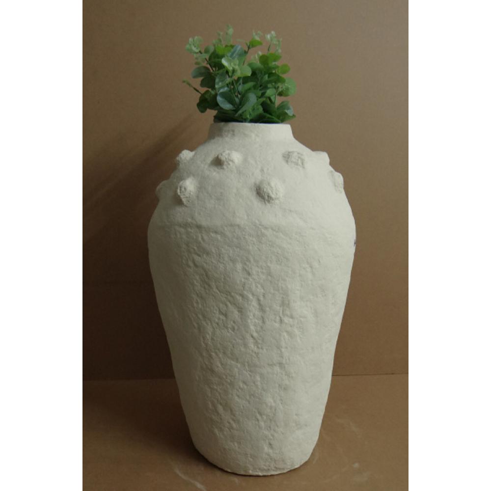 Paper Mache Vase Dia 22" Off-White. Picture 4