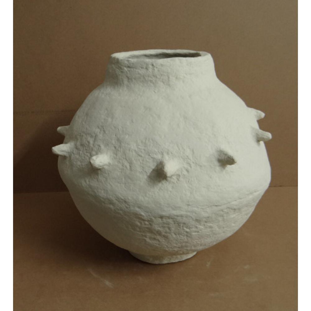 Paper Mache Vase Dia 16" Off-White. Picture 2