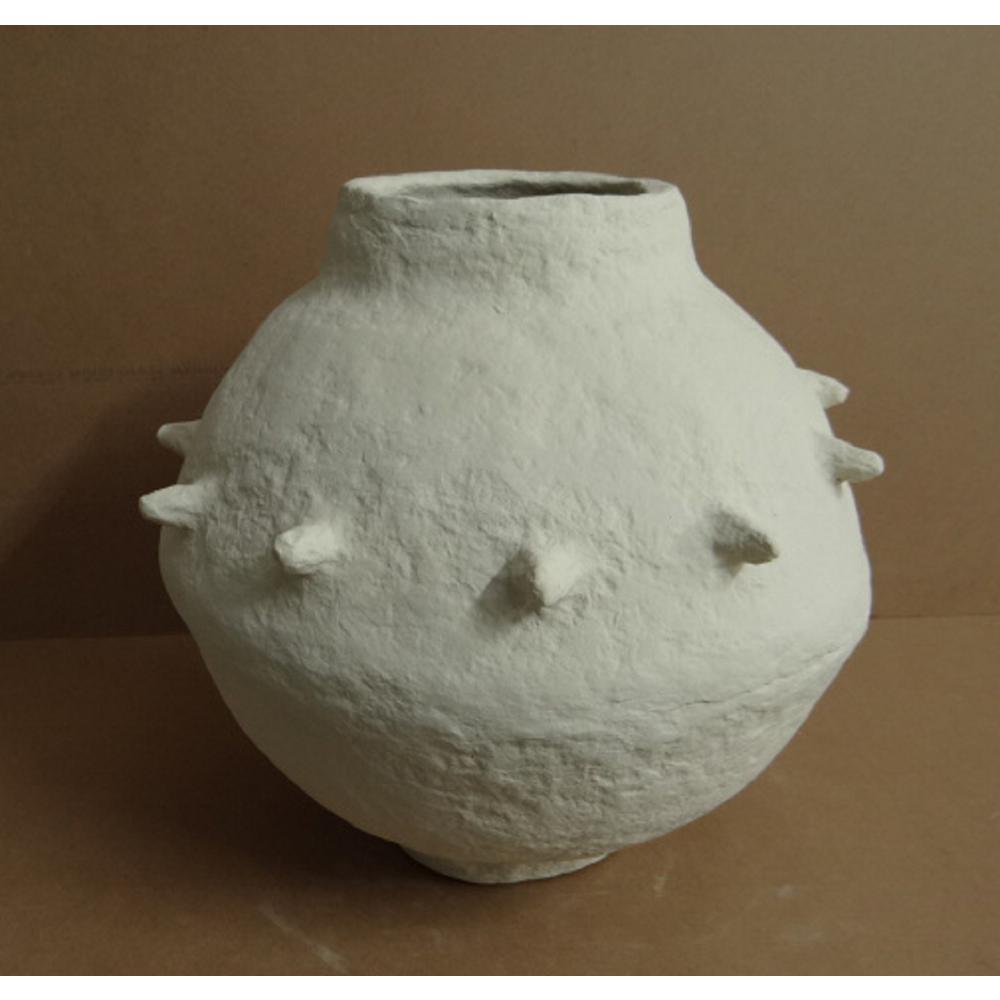 Paper Mache Vase Dia 16" Off-White. Picture 3