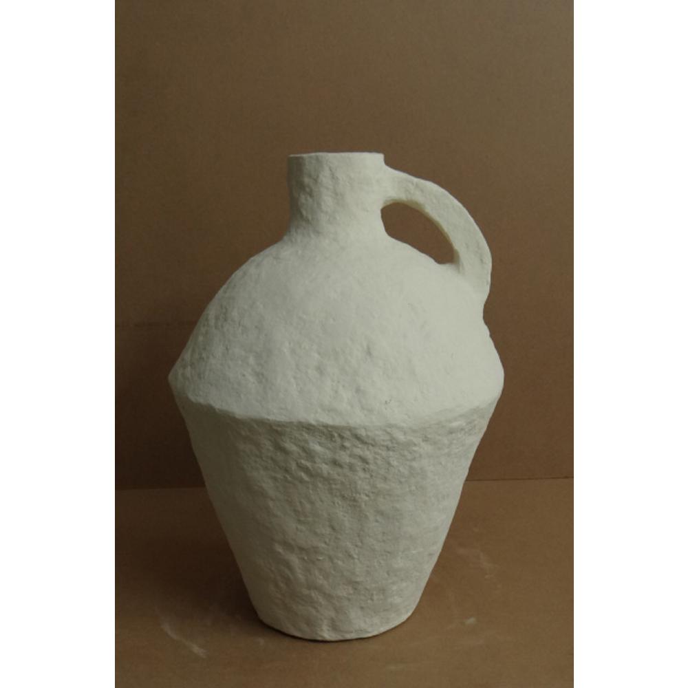 Paper Mache Vase Dia 18" Off-White. Picture 1