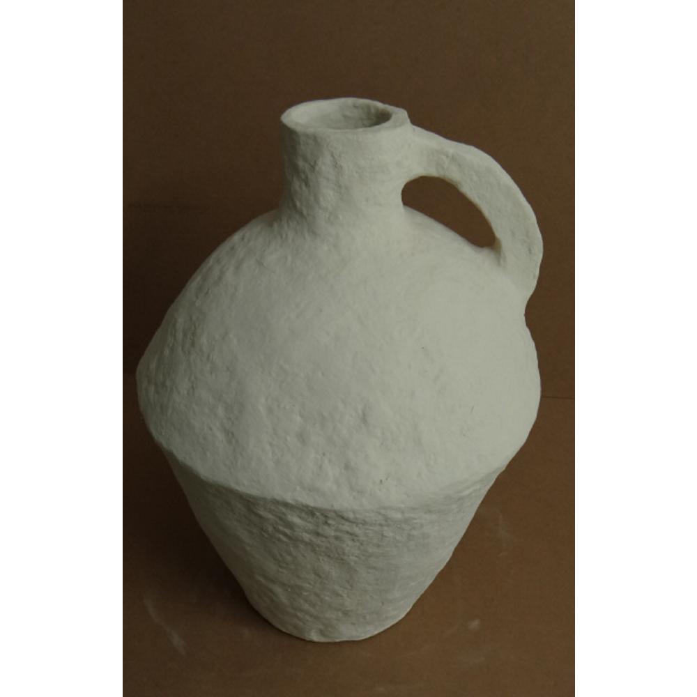 Paper Mache Vase Dia 18" Off-White. Picture 2