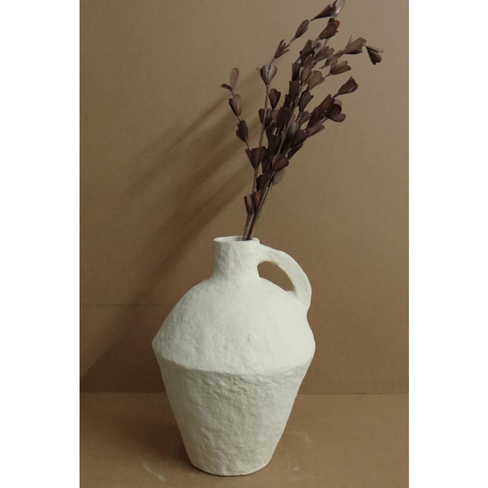 Paper Mache Vase Dia 18" Off-White. Picture 3