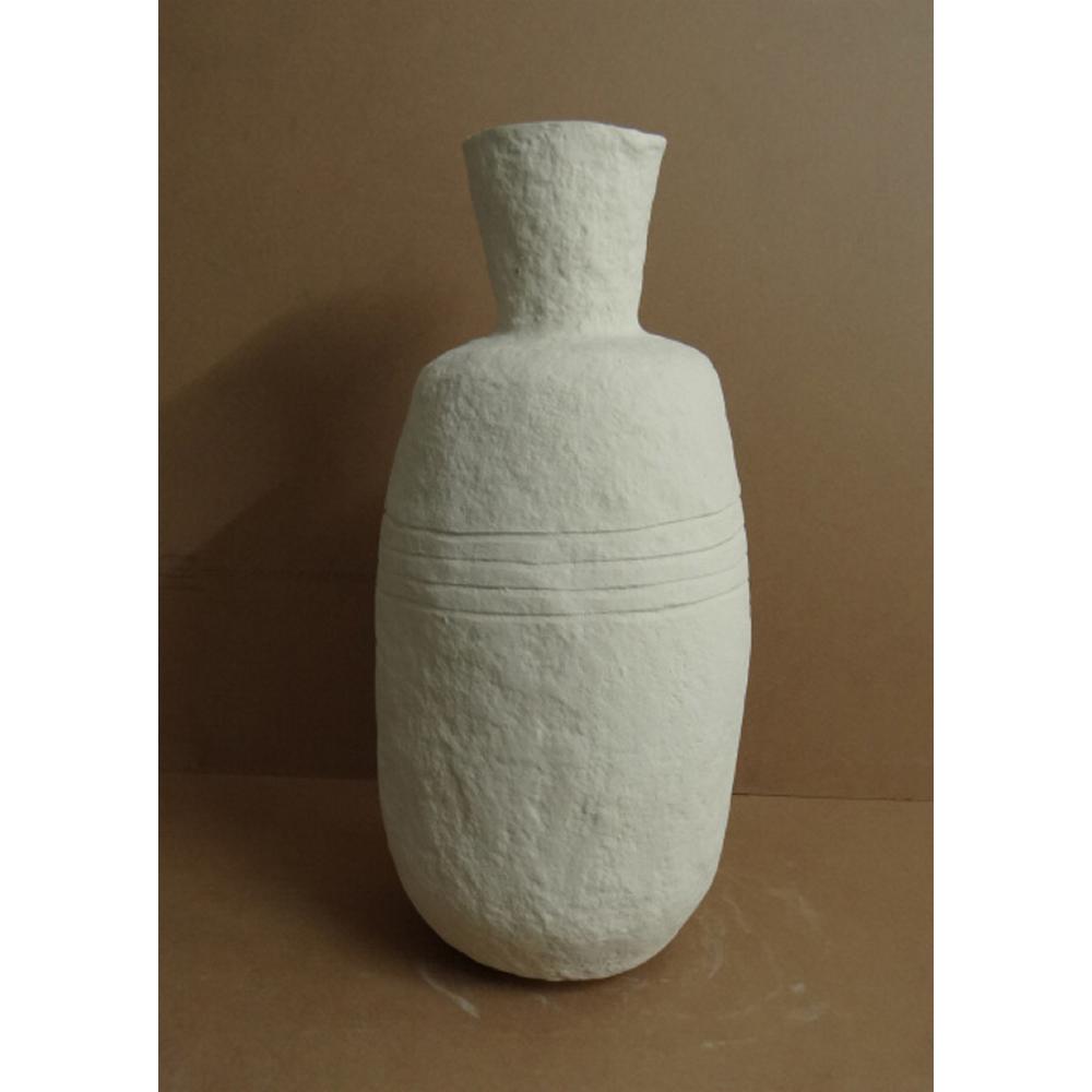 Paper Mache Vase Dia 26.50"  Off-White. Picture 1