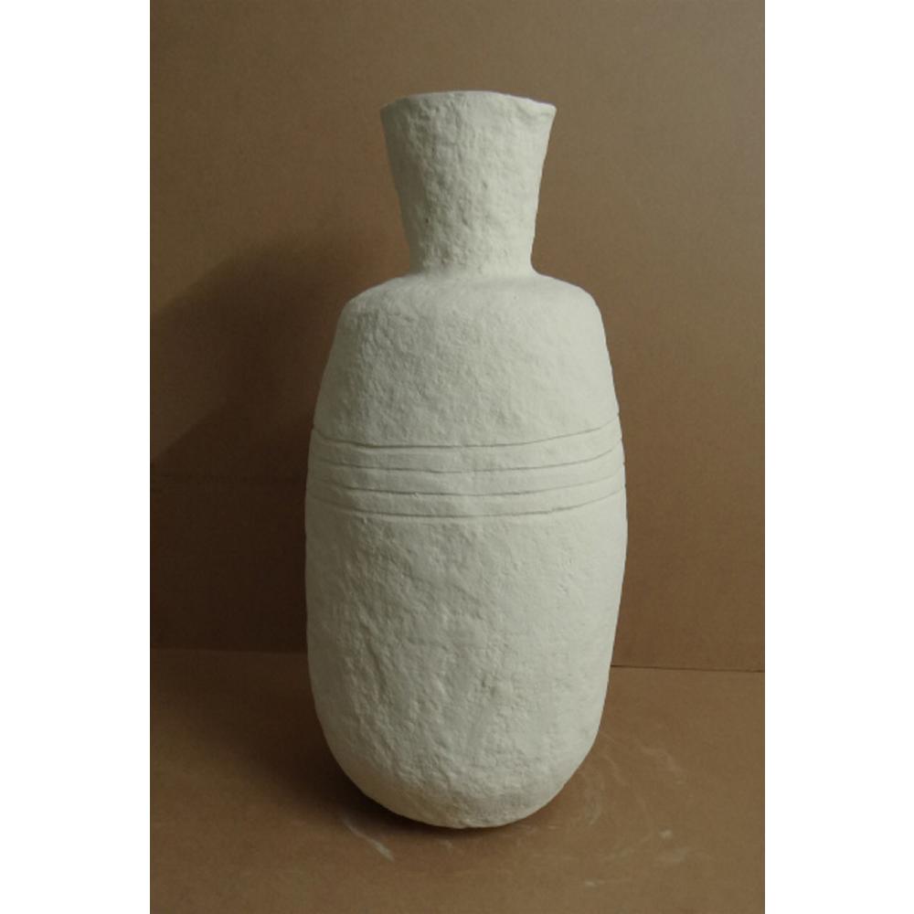 Paper Mache Vase Dia 26.50"  Off-White. Picture 2
