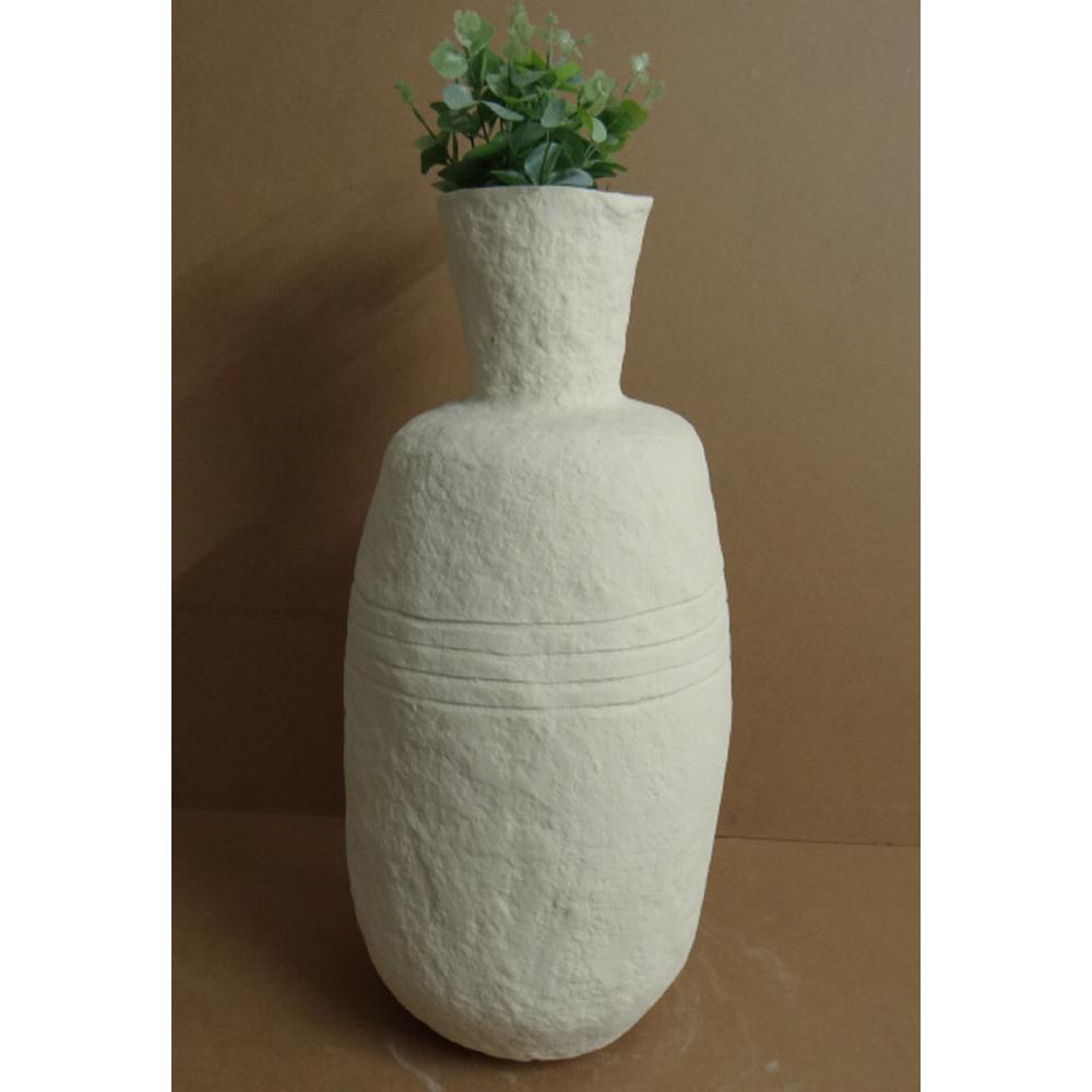 Paper Mache Vase Dia 26.50"  Off-White. Picture 5