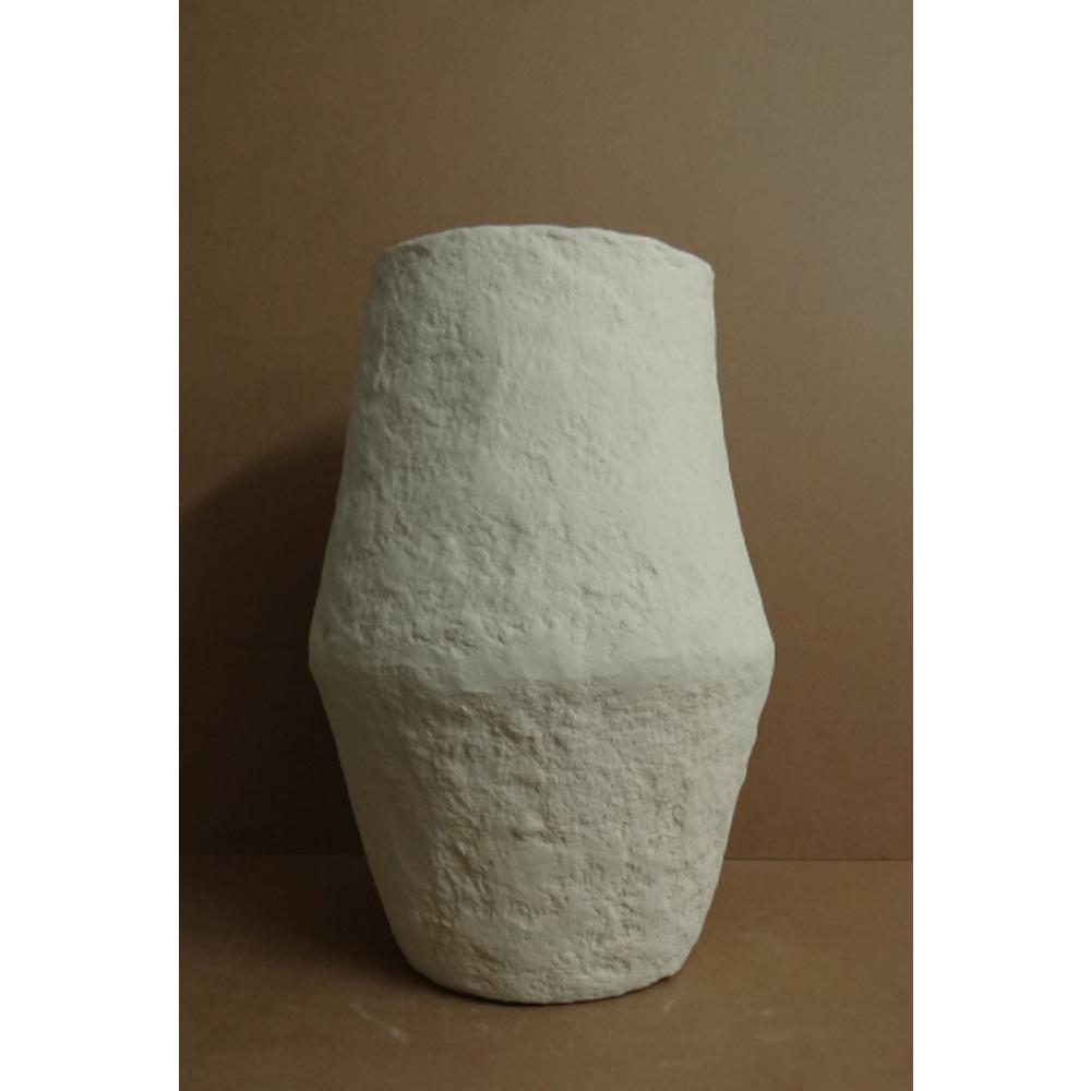 Paper Mache Vase Dia 23" Off-White. Picture 1