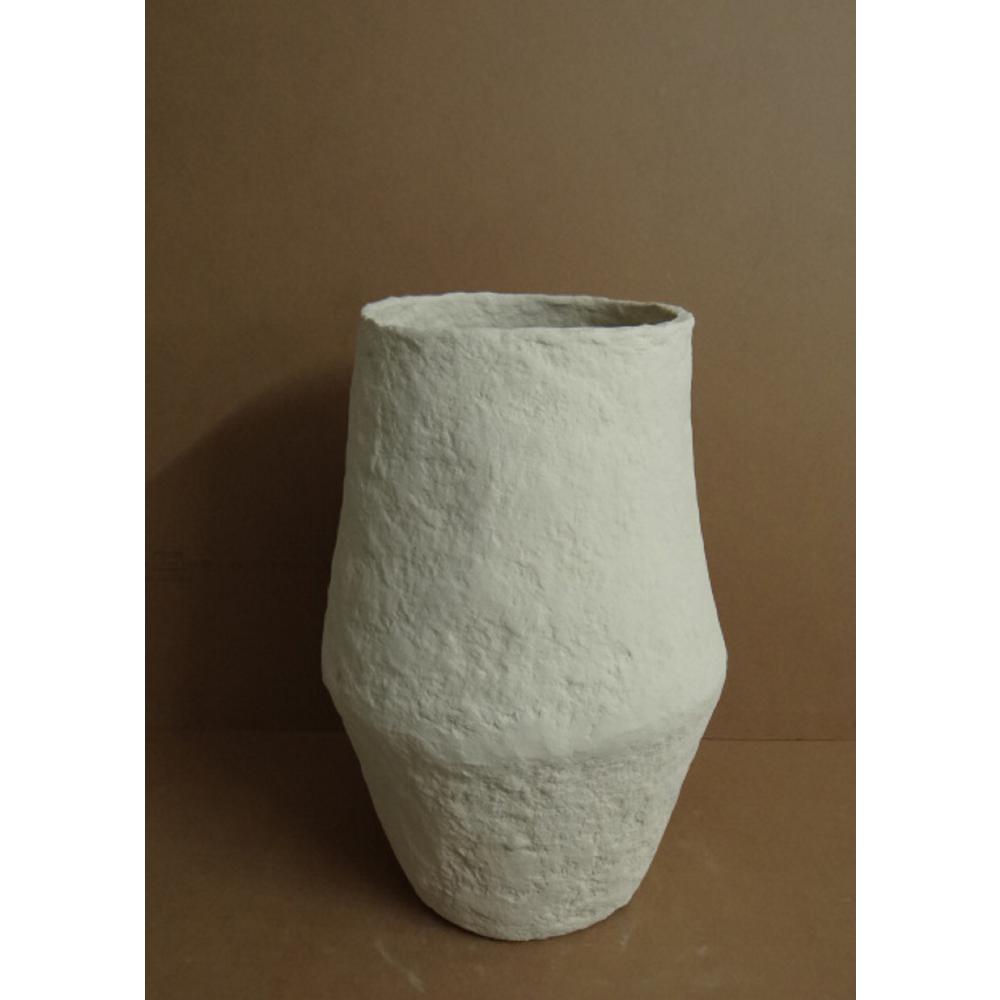 Paper Mache Vase Dia 23" Off-White. Picture 2