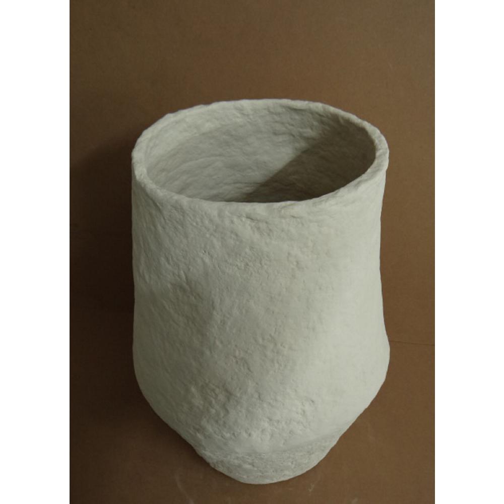 Paper Mache Vase Dia 23" Off-White. Picture 3