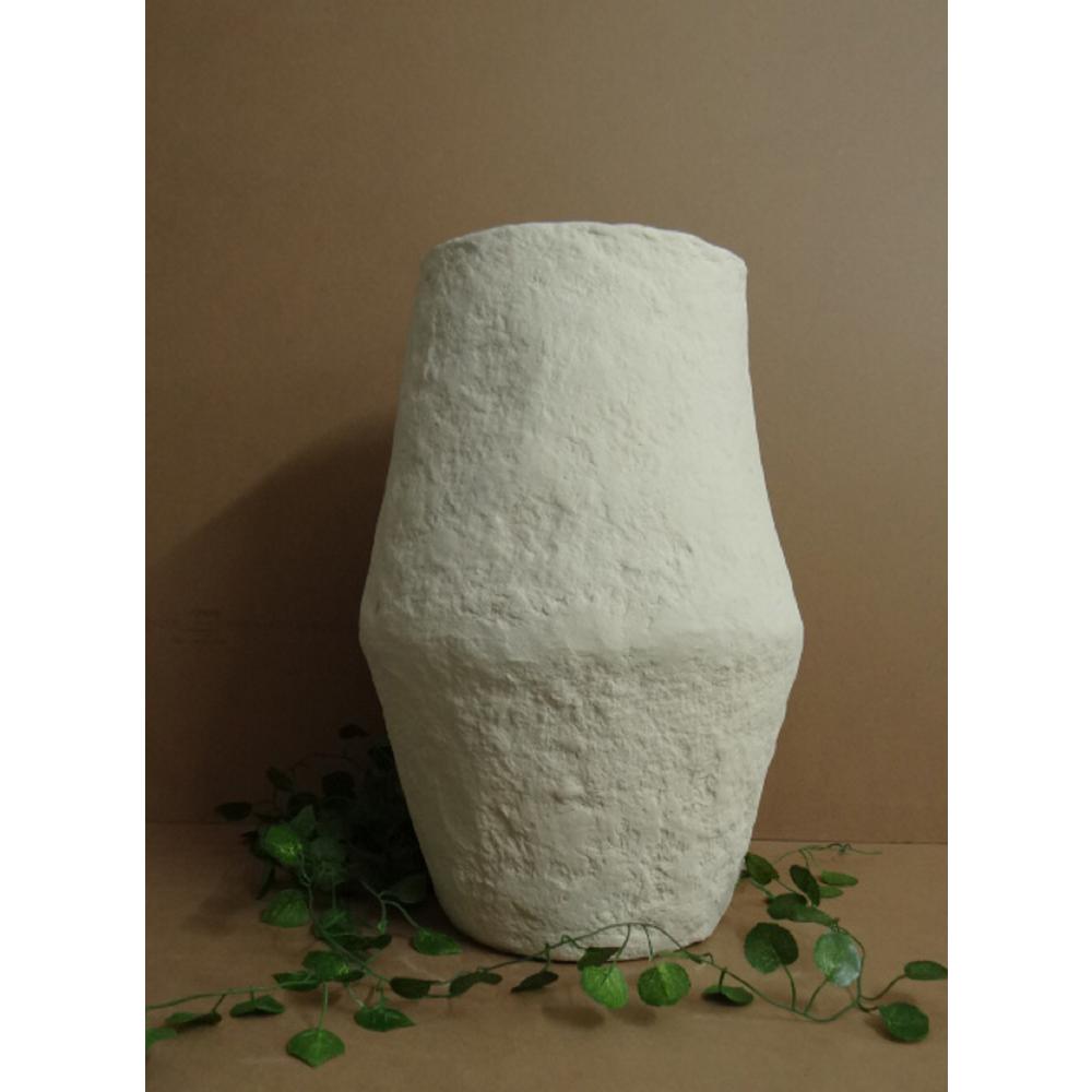 Paper Mache Vase Dia 23" Off-White. Picture 5