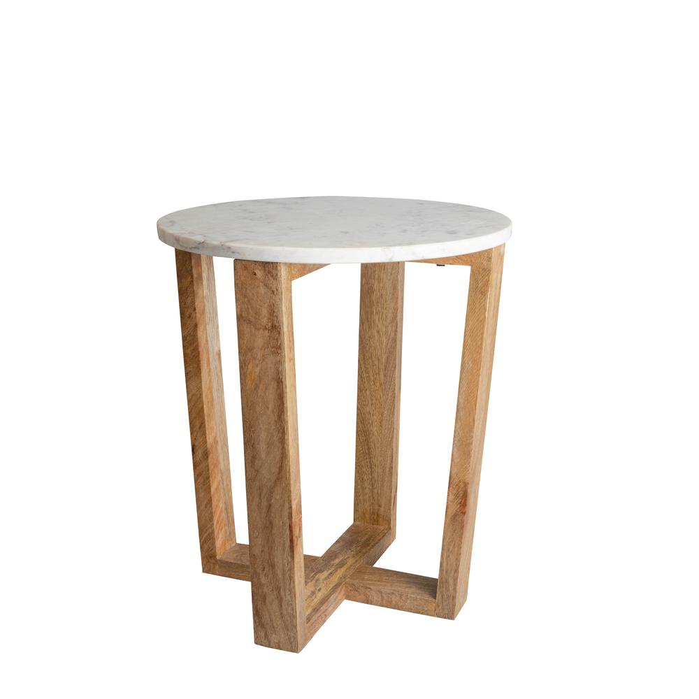 Mango Wood & Marble Table - Natural. Picture 1