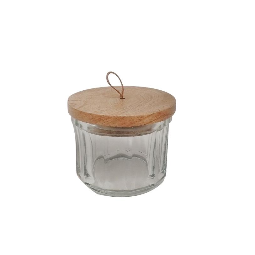 Glass & Wood Jar - Clear / Natural. Picture 1