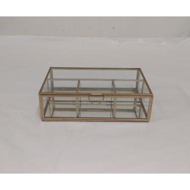 Glass Iron Box With Gold -St - Gold/Clear. Picture 1