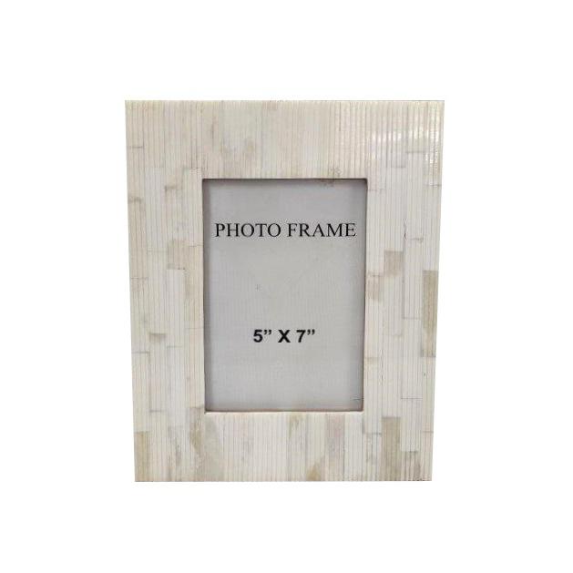 5X7” Carved Bone Picture Frame - White. Picture 1