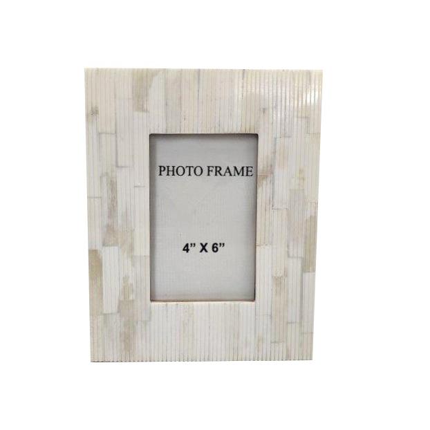 4X6” Carved Bone Picture Frame - White. Picture 1