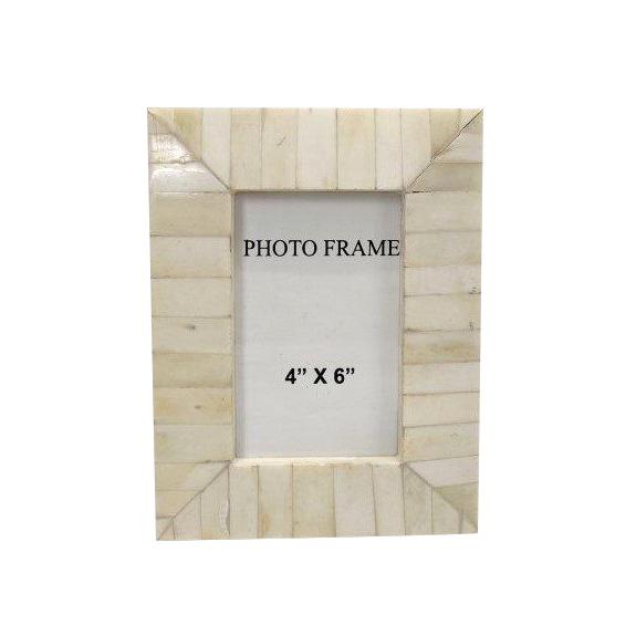 4X6” White Bone Picture Frame - White. Picture 1