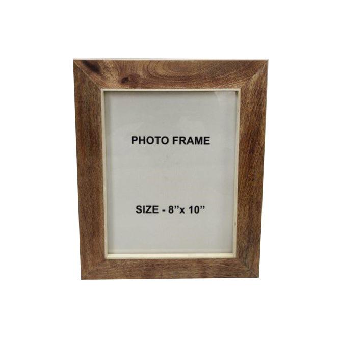 8X10” Wood Picture Frame W/ White Resin Border - Lite Brown. Picture 1