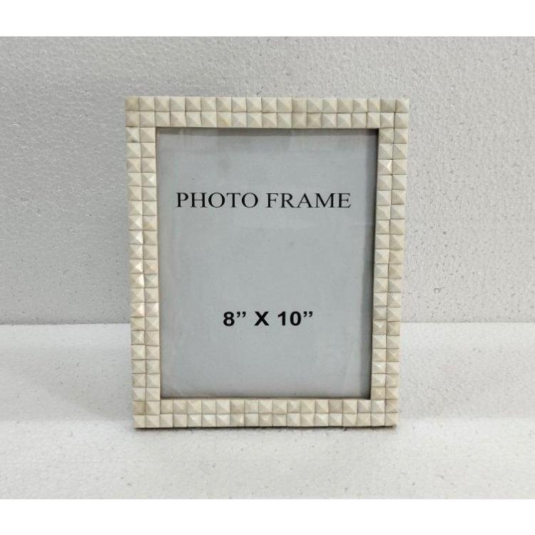 8X10” Bone Diamond Picture Frame - White. Picture 1