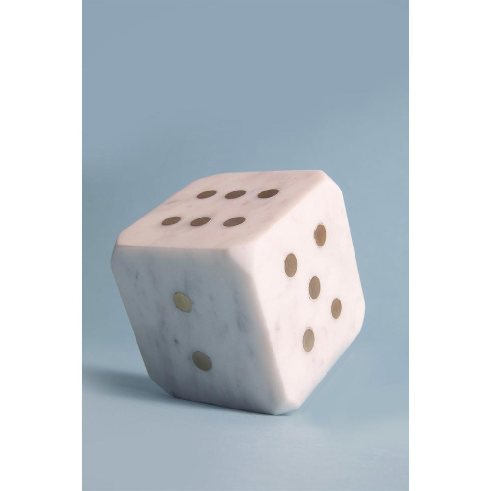Marble Dice w/ Brass Dots 3" x 3". Picture 1