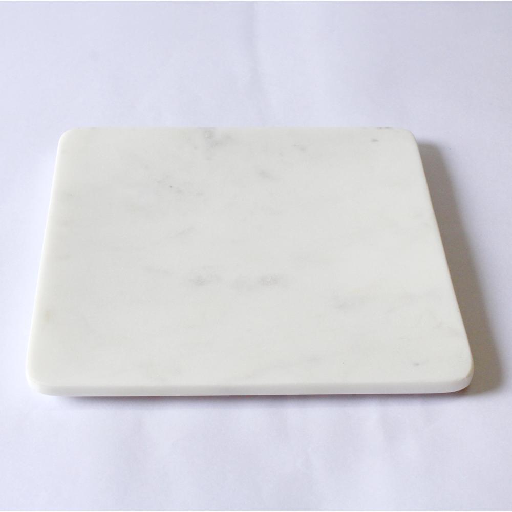 Sm. Square Marble Platter 8" X 8" - White. Picture 1