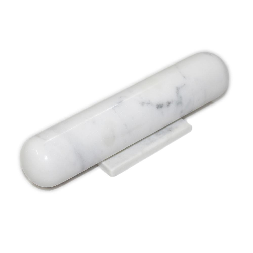 White Marble Rolling Pin W/ Base -St - White. Picture 1
