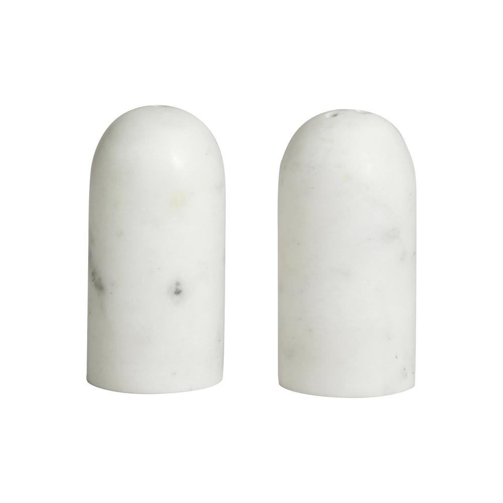 White Marble Salt & Pepper Shakers - White. Picture 1