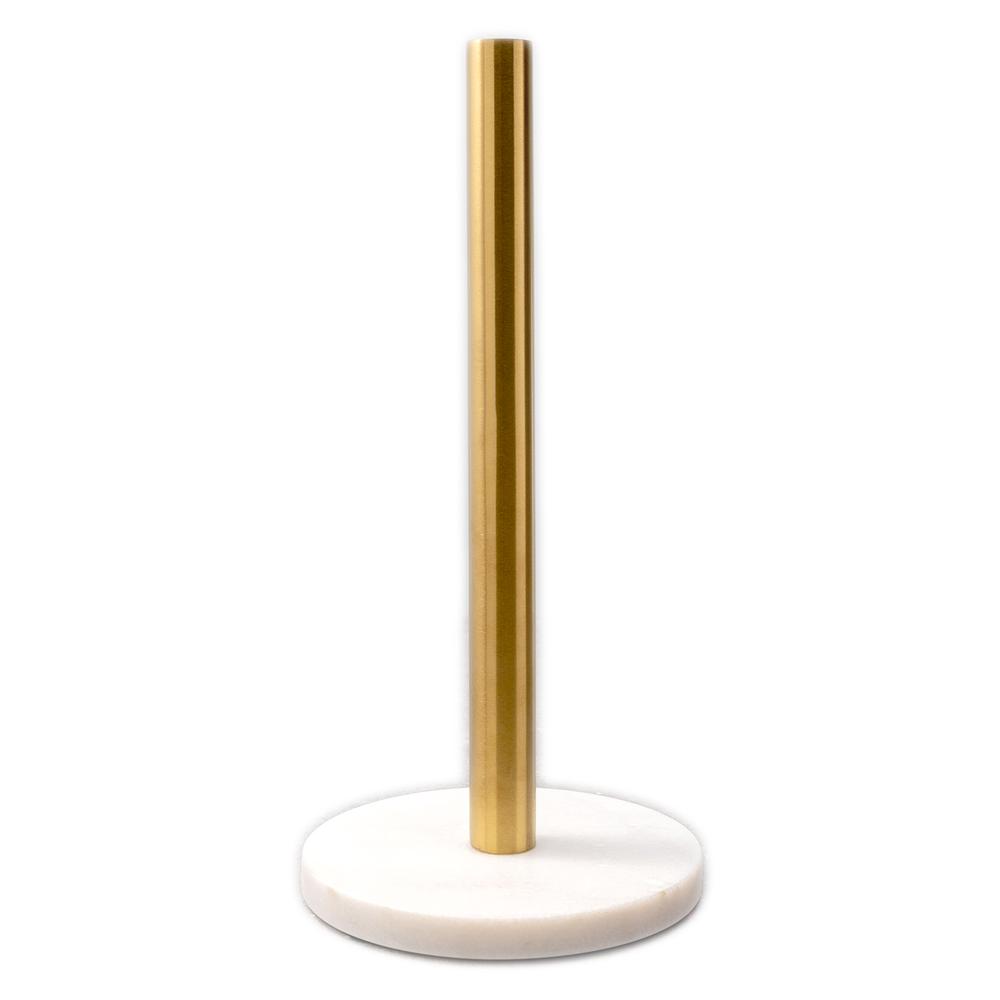 White Marble Paper Towel Holder - White/Gold. Picture 1