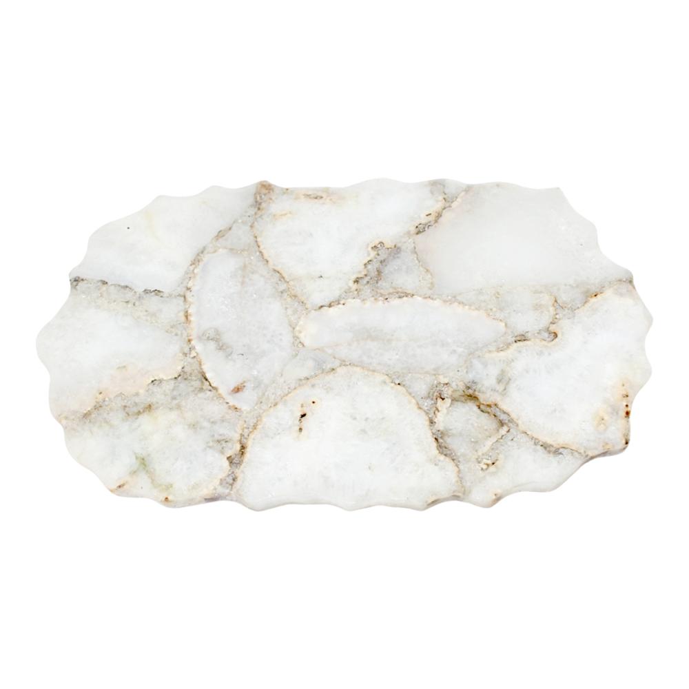 Med. White Agate Organic Platter - White. Picture 1