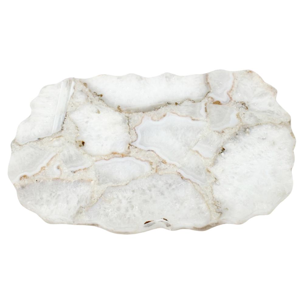 Lg. White Agate Organic Platter - White. Picture 1