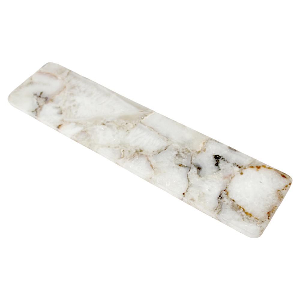 Long White Agate Platter - White. Picture 1