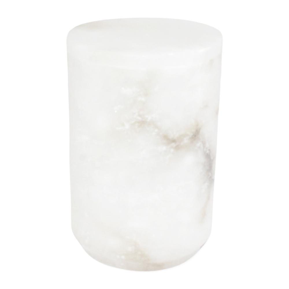 Lg. Alabaster Canister - White. Picture 1