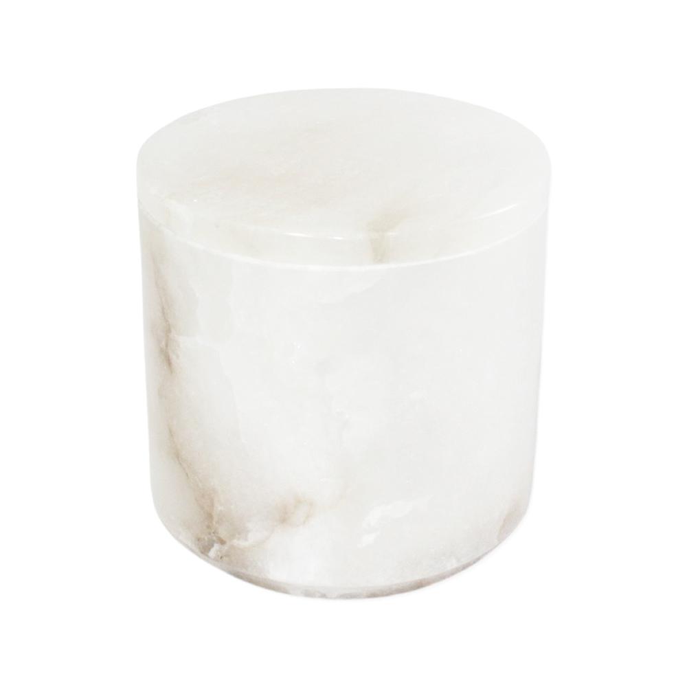 Sm. Alabaster Canister - White. Picture 1