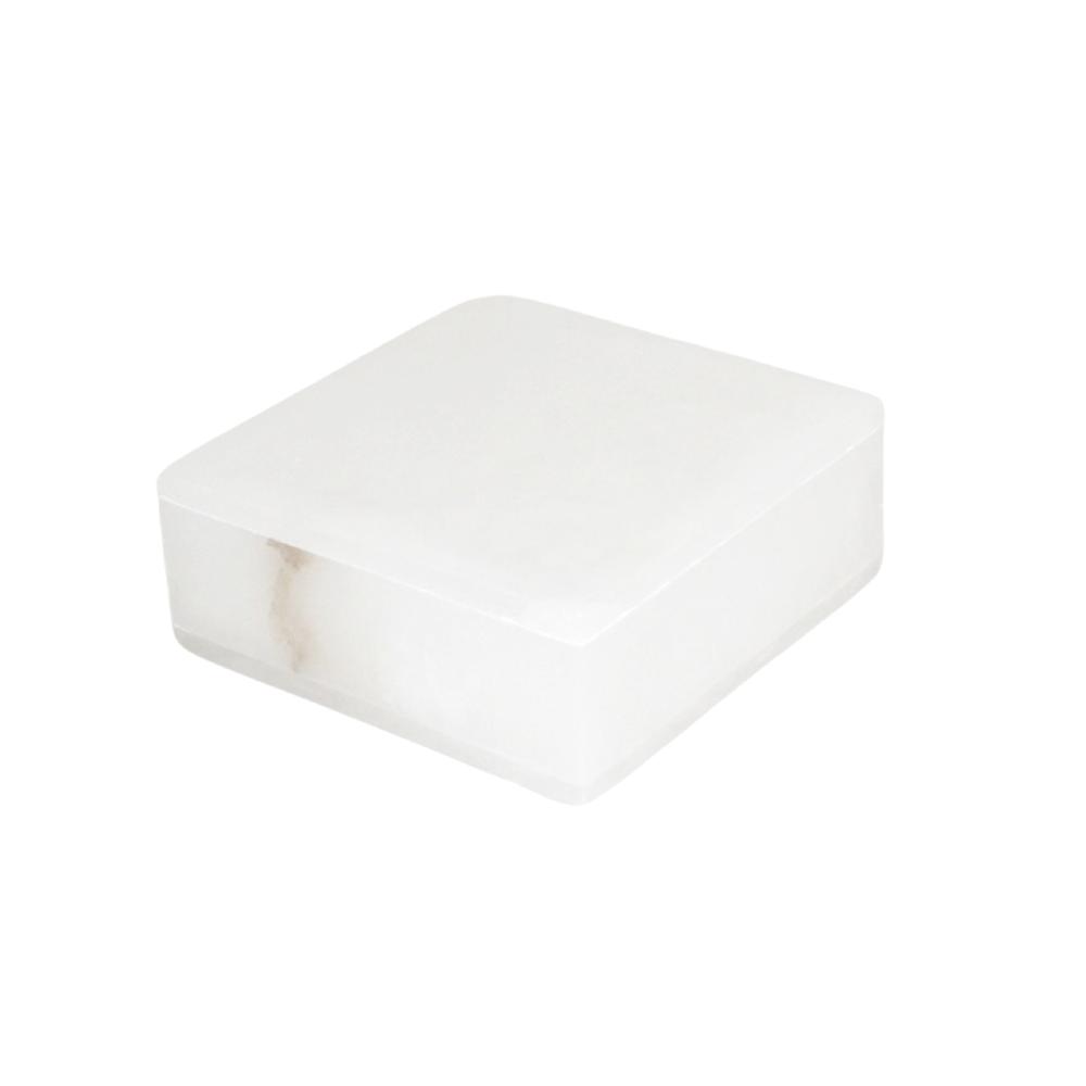 Sm. Alabaster Square Box - White. Picture 1