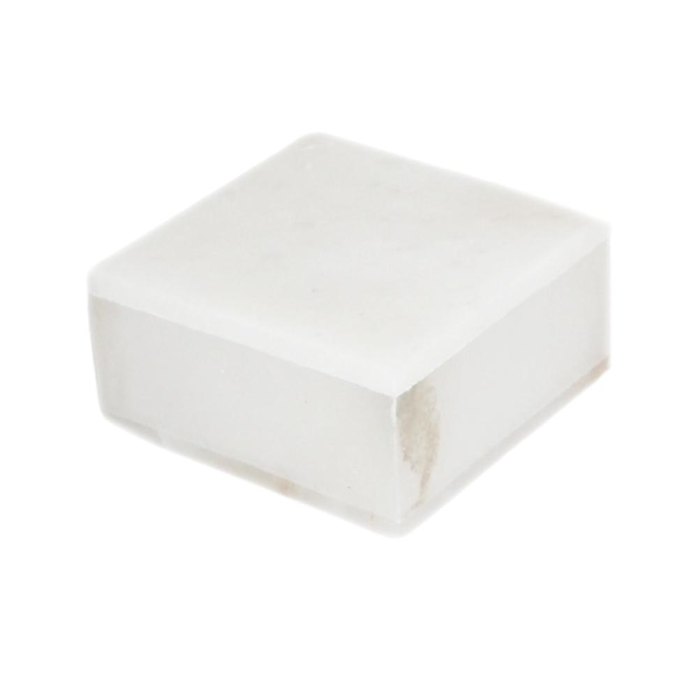 Med. Alabaster Square Box - White. Picture 1