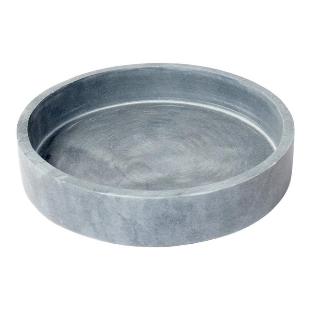 Med. Soapstone Round Tray 8”Dia -St - Grey. Picture 1