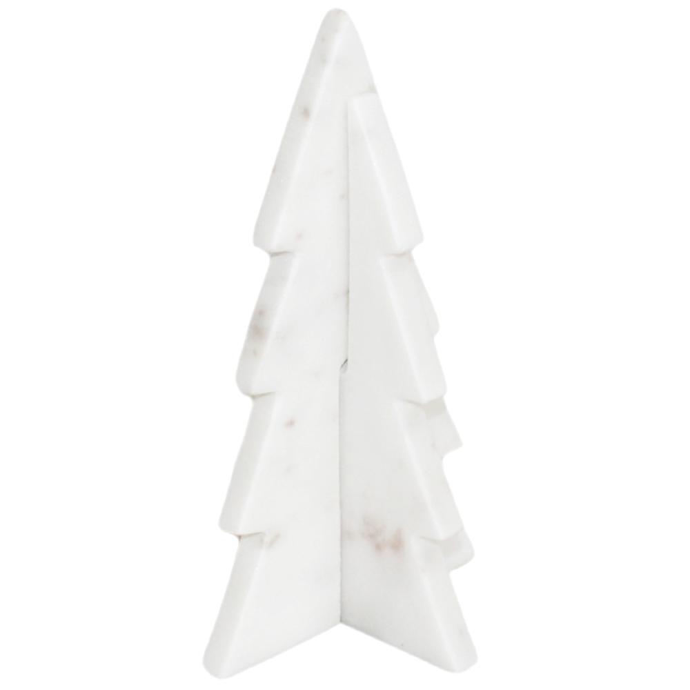 Med. White Marble Christmas Tree - White. Picture 1