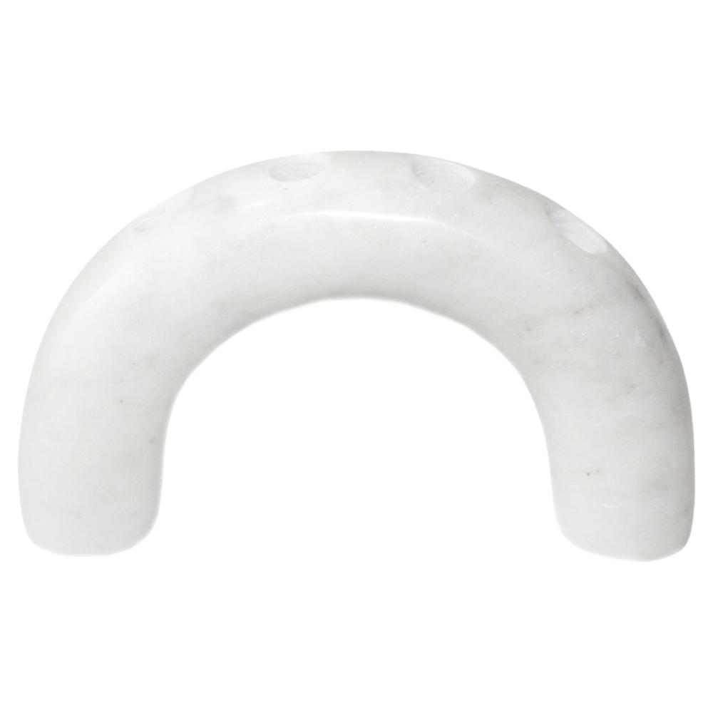 Arched White Marble 4- Pillar Candle Holder -St - White. Picture 1