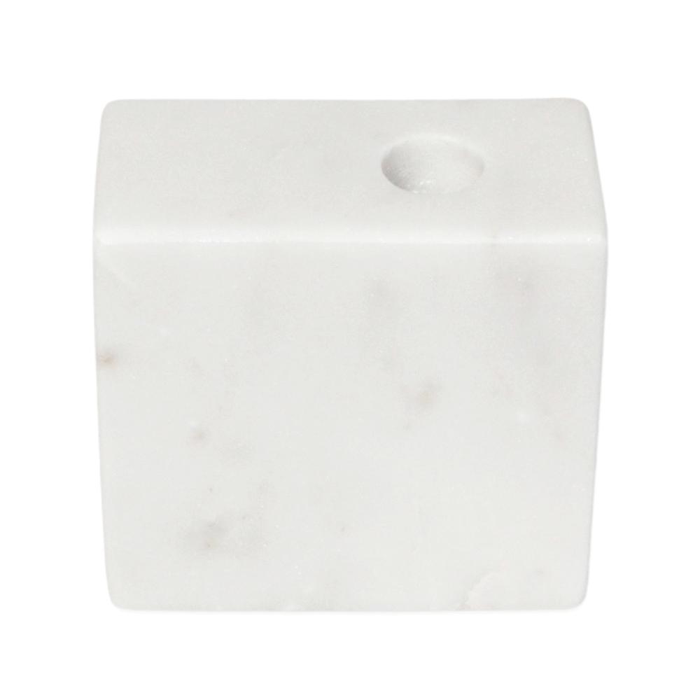 Rect. White Marble Taper Candle Holder -St - White. Picture 1