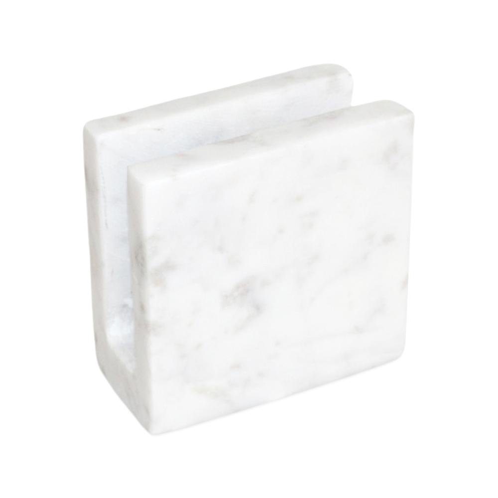White Marble Napkin/Card Holder - White. Picture 1