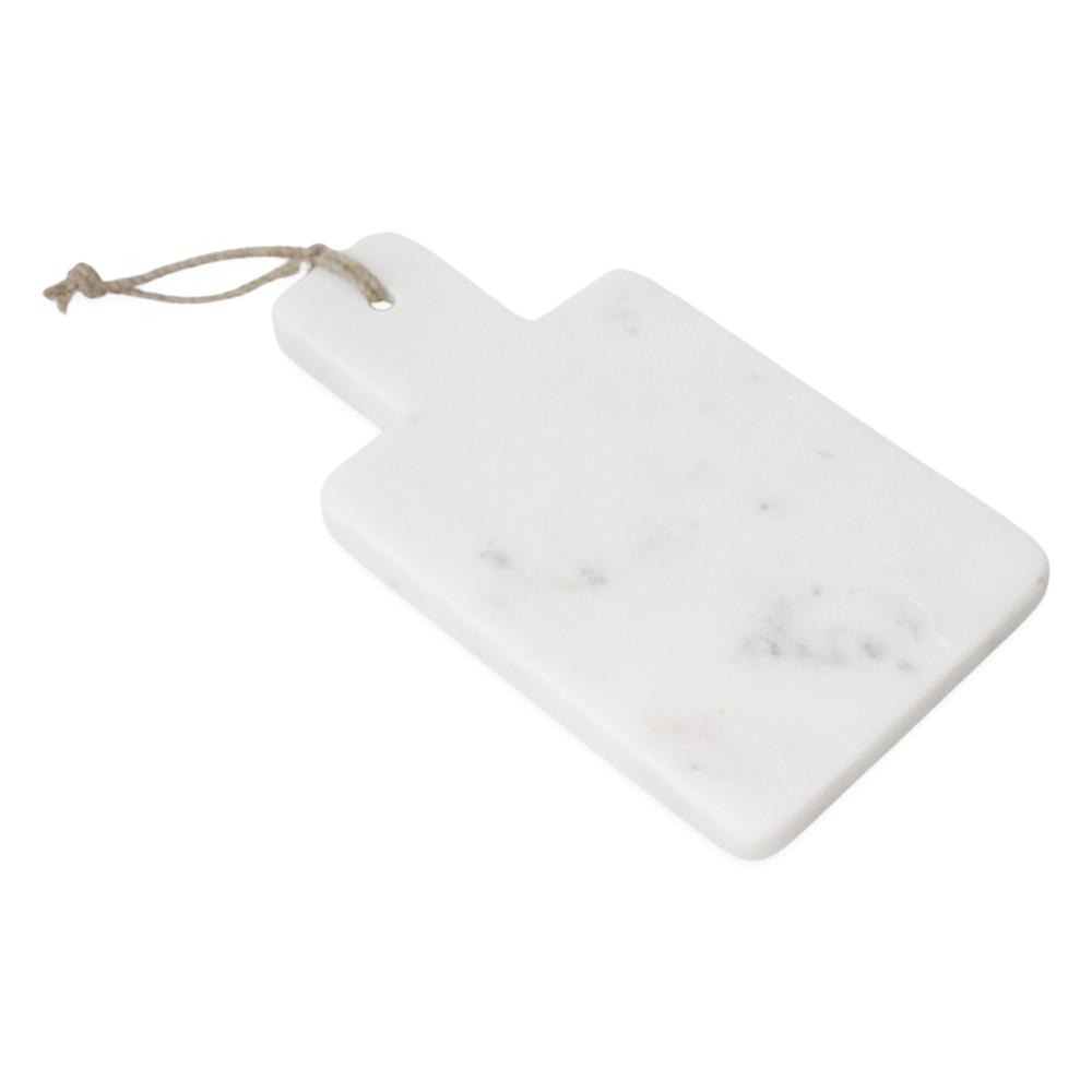 Sm. White Marble Cheese Board W/ Jute Handle - White. Picture 1