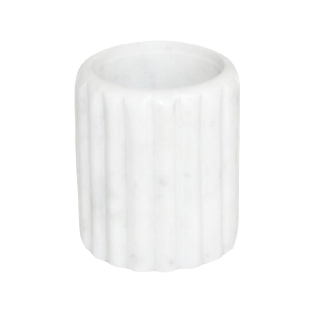 White Marble Holder W/ Grooving - White. Picture 1