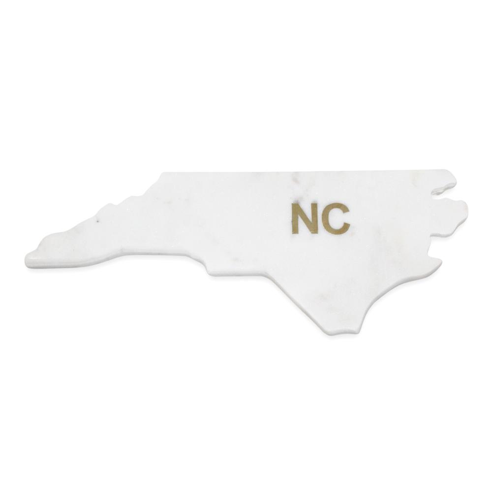 Lg Polished Marble "North Carolina" Cutting Board W/Brass State Abbreviation. Picture 1